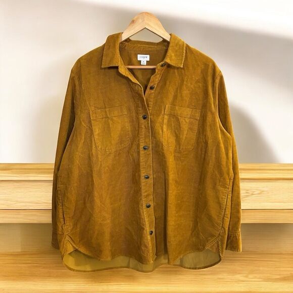 J CREW corduroy shacket Mustard Yellow Button-Up Shirt men’s XL - Picture 1 of 5